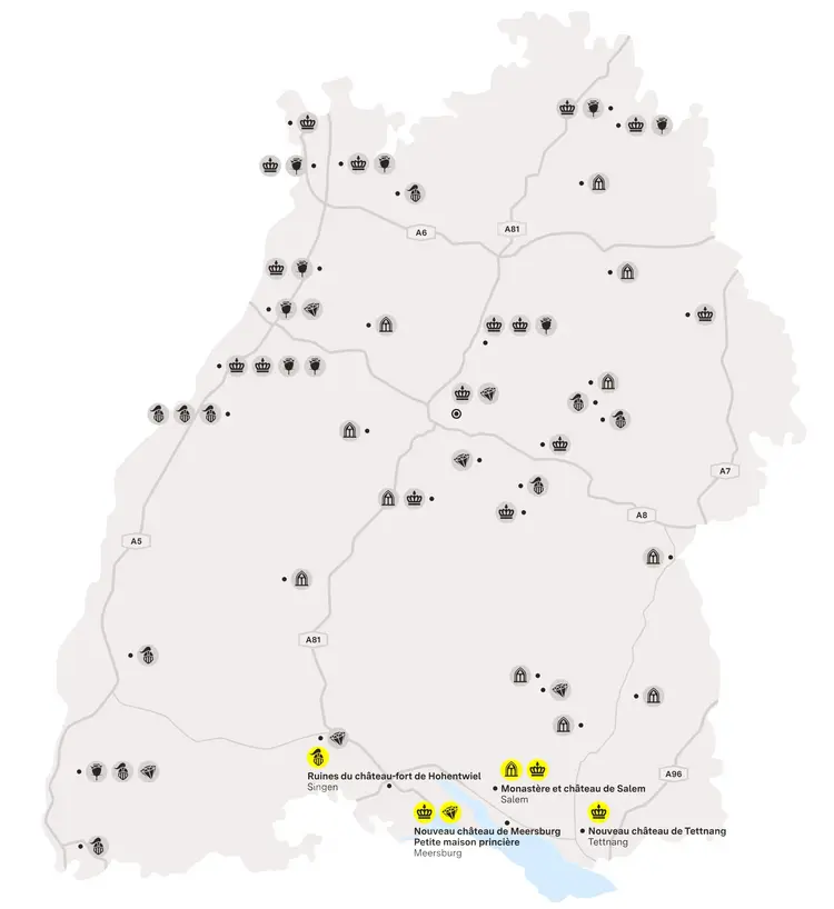 Visuel des Staatliche Schlösser und Gärten Baden-Württemberg, Illustration JUNG:Kommunikation Lac de Constance
