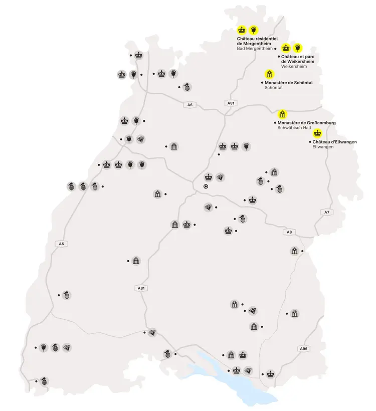 Visuel des Staatliche Schlösser und Gärten Baden-Württemberg, Illustration JUNG:Kommunikation Hohenlohe et Ellwangen