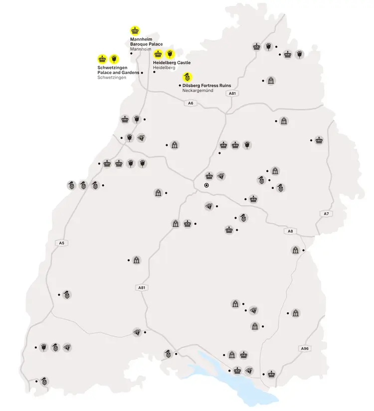 Illustration: Staatliche Schlösser und Gärten Baden-Württemberg, JUNG Kommunikation GmbH Proud residences of the Electoral Palatinate
