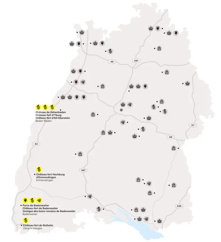 Visuel des Staatliche Schlösser und Gärten Baden-Württemberg, Illustration JUNG:Kommunikation Rhin supérieur méridional