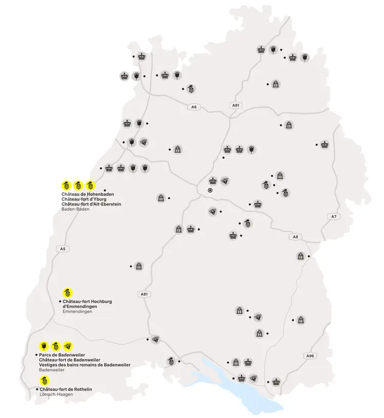 Visuel des Staatliche Schlösser und Gärten Baden-Württemberg, Illustration JUNG:Kommunikation Rhin supérieur méridional