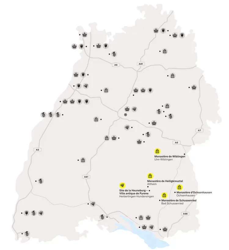 Visuel des Staatliche Schlösser und Gärten Baden-Württemberg, Illustration JUNG:Kommunikation Haute-Souabe et Ulm